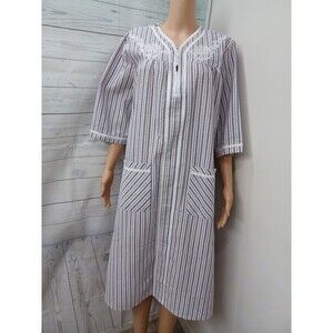Silverts Adaptive Clothing Seersucker Robe Plaid Open Back Dress Housecoat Sz L